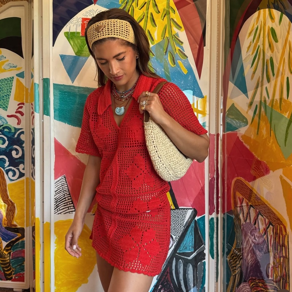 NWT Cleobella Red Crochet Mini Dress